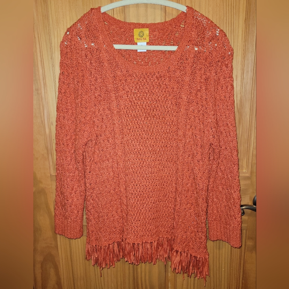 Euc Ruby Rd Open Weave Sweater Size Xl - image 1